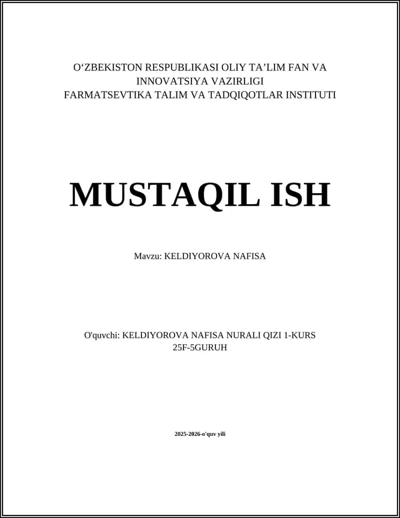 KELDIYOROVA NAFISA