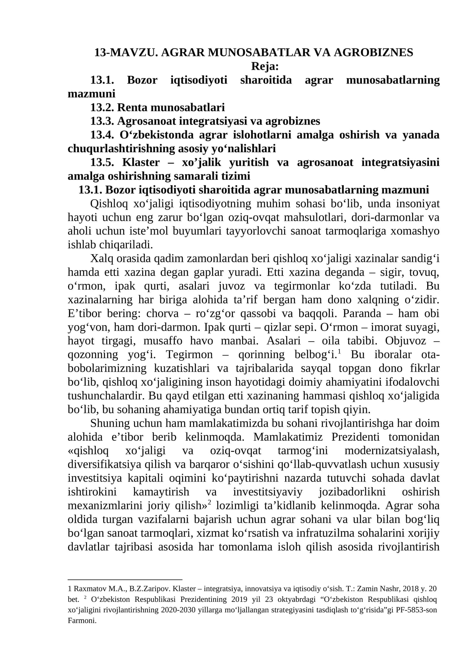 AGRAR MUNOSABATLAR VA AGROBIZNES