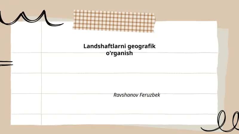 Landshaftlarni Geografik O'rganish