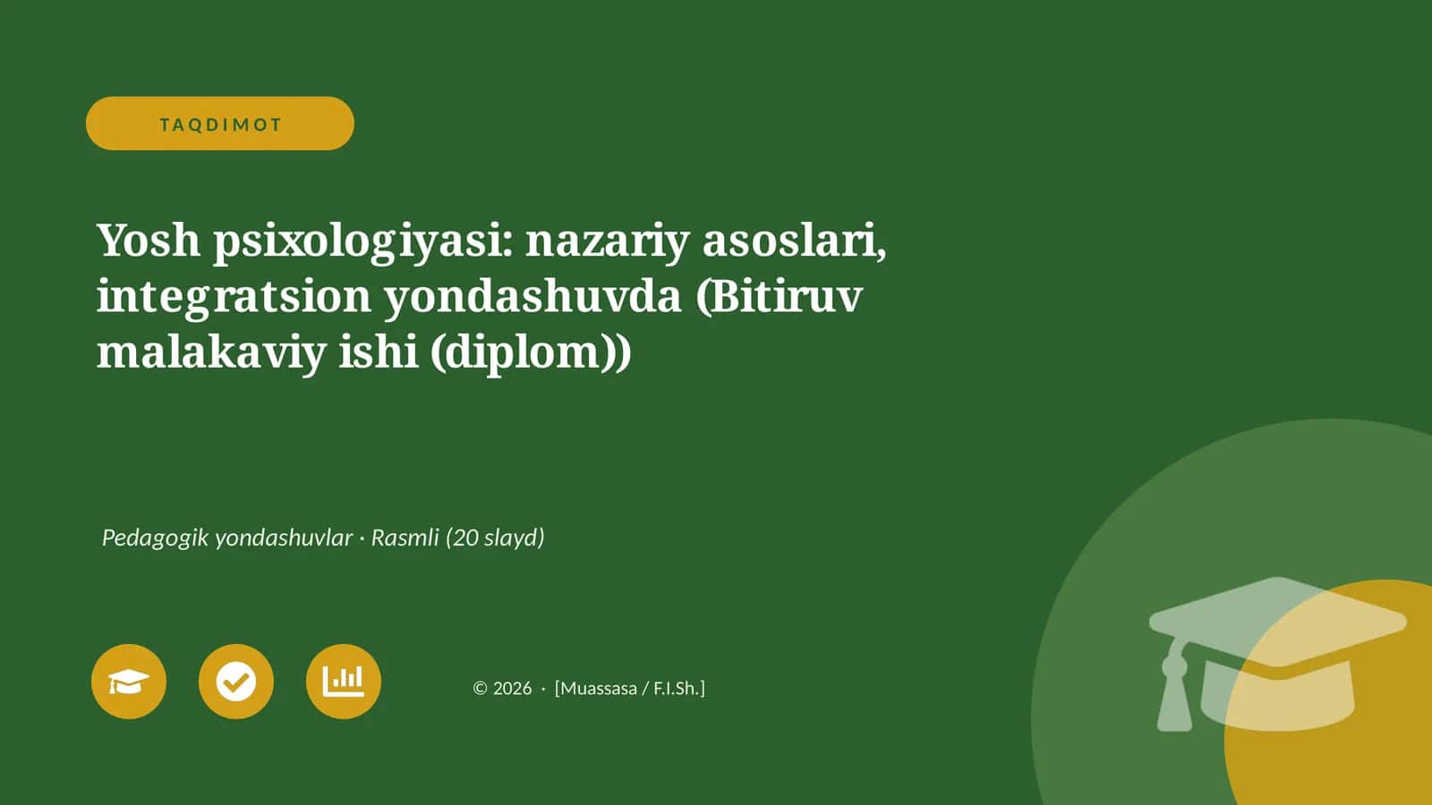 Yosh psixologiyasi: nazariy asoslari, integratsion yondashuvda (Bitiruv malakaviy ishi (diplom))