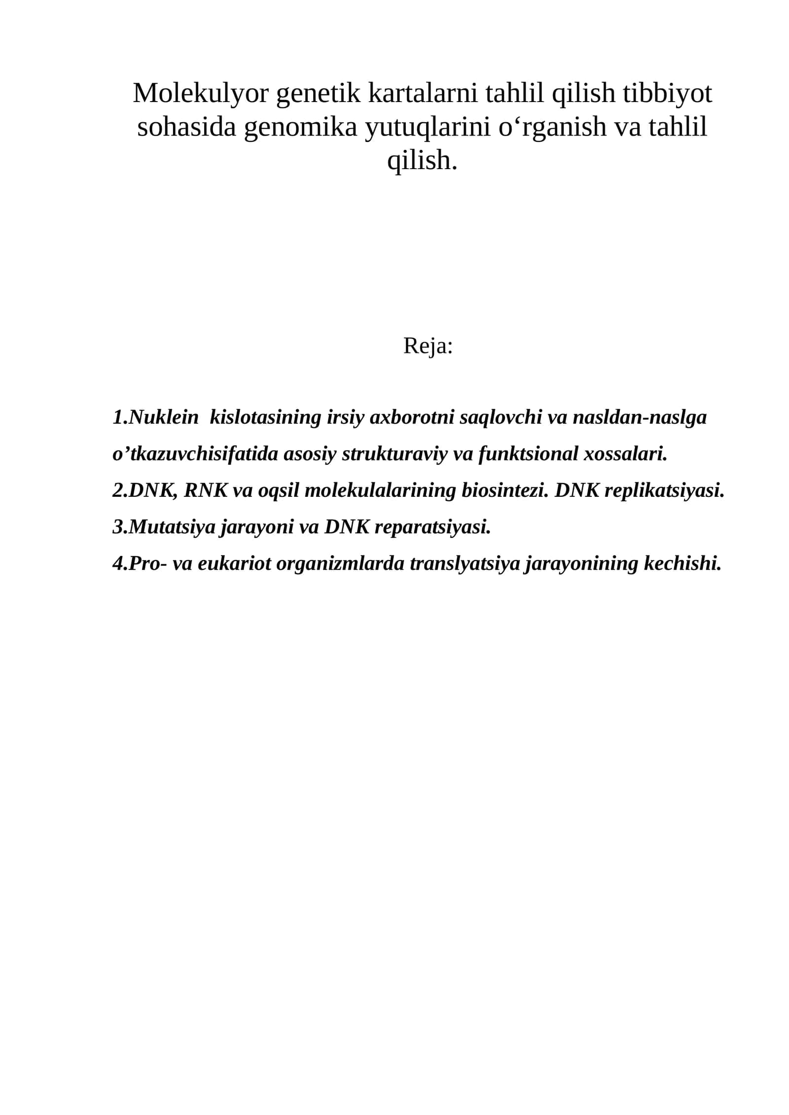 Molekulyor genetik kartalarni tahlil qilish