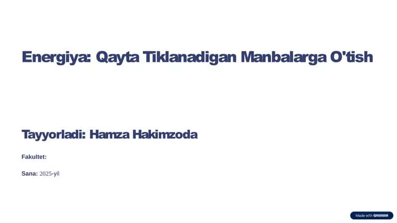Energiya qayta tiklanadigan manbalarga o'tish