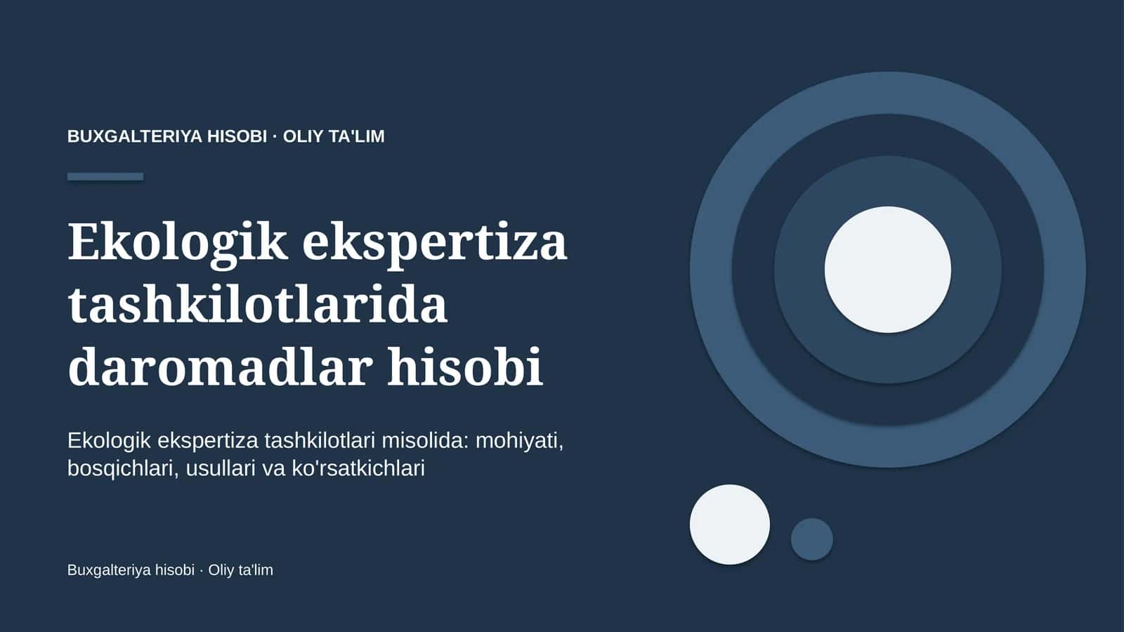 Ekologik ekspertiza tashkilotlarida daromadlar hisobi