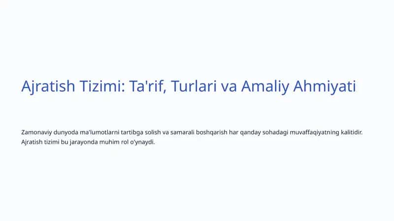 Ajratish Tizimi