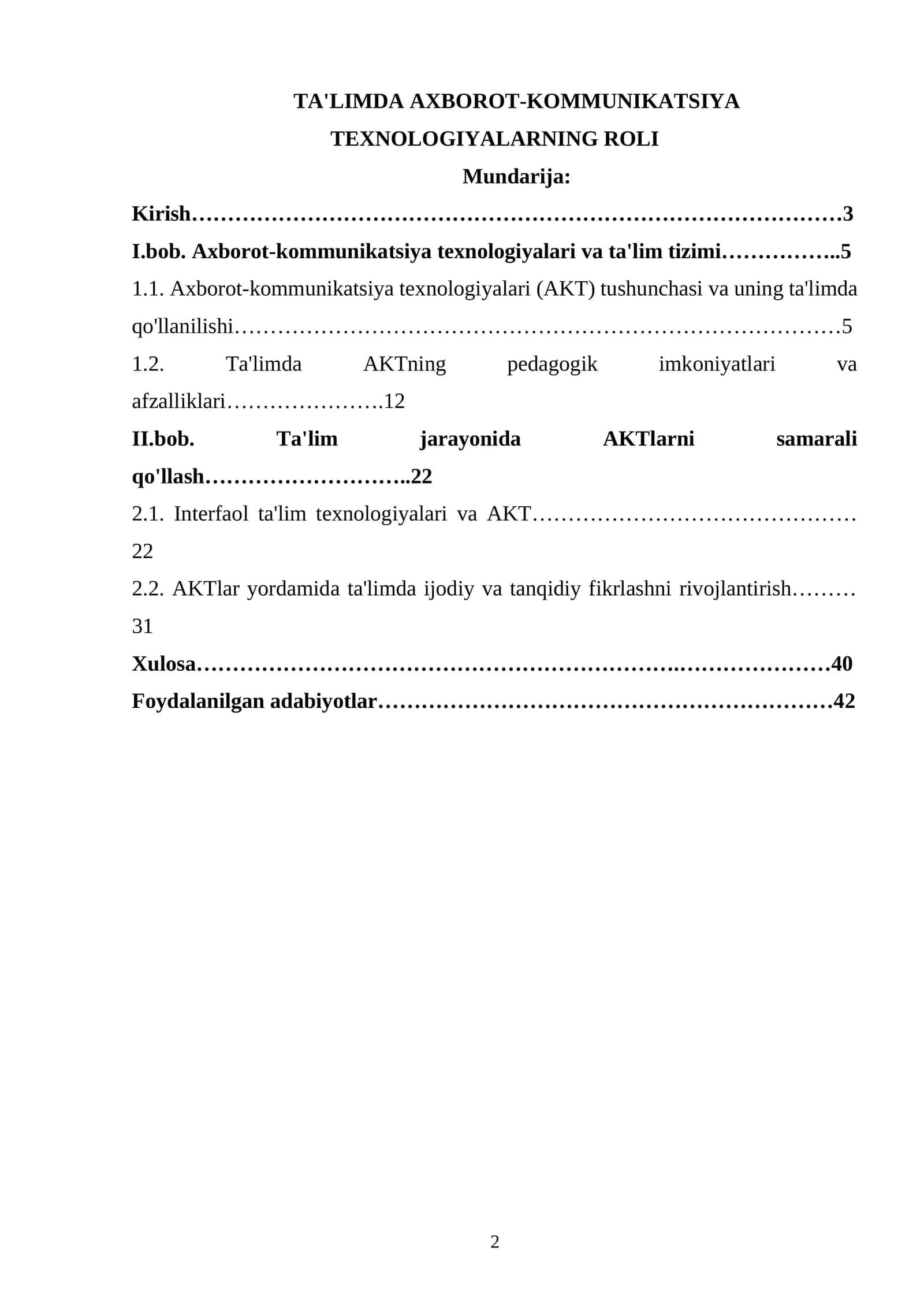 Ta'limda Axborot-Kommunikatsiya Texnologiyalarning Roli