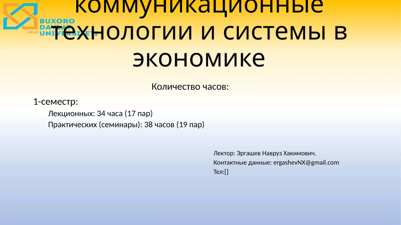 Информационные-коммуникационные технологии и системы в экономике