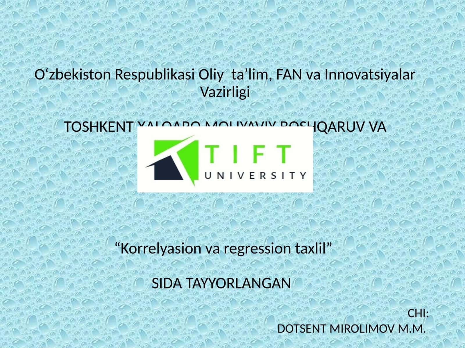 Korrelyasion va regression taxlil