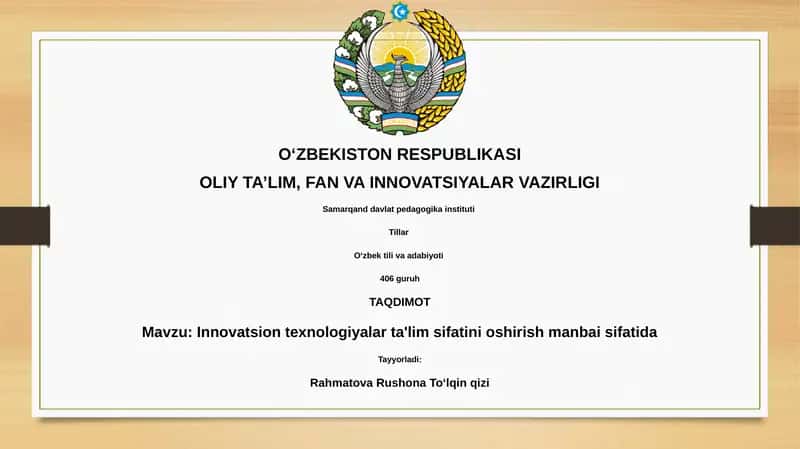 Innovatsion texnologiyalar ta'lim sifatini oshirish manbai sifatida