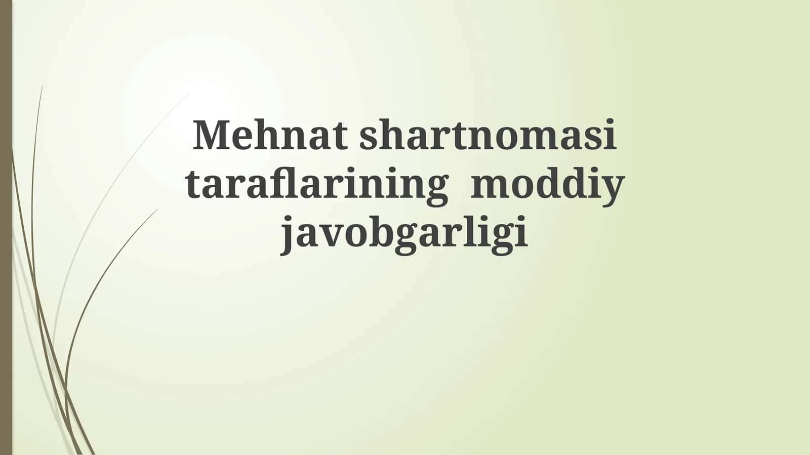 Mehnat shartnomasi taraflarining moddiy javobgarligi