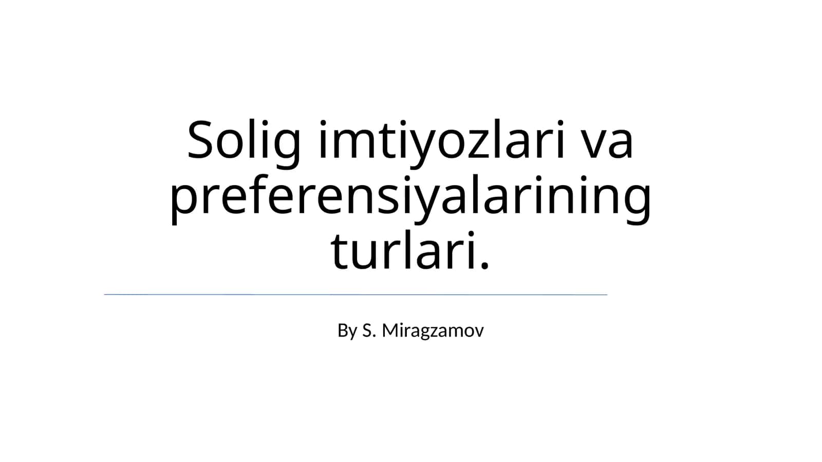 Soliq imtiyozlari va preferensiyalarining turlari