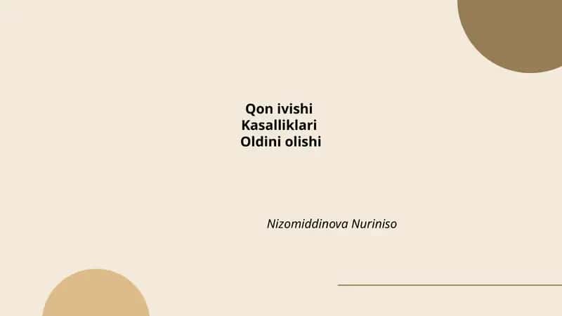 Sog'lom ovqatlanish va qon ivishi kasalliklari oldini olish