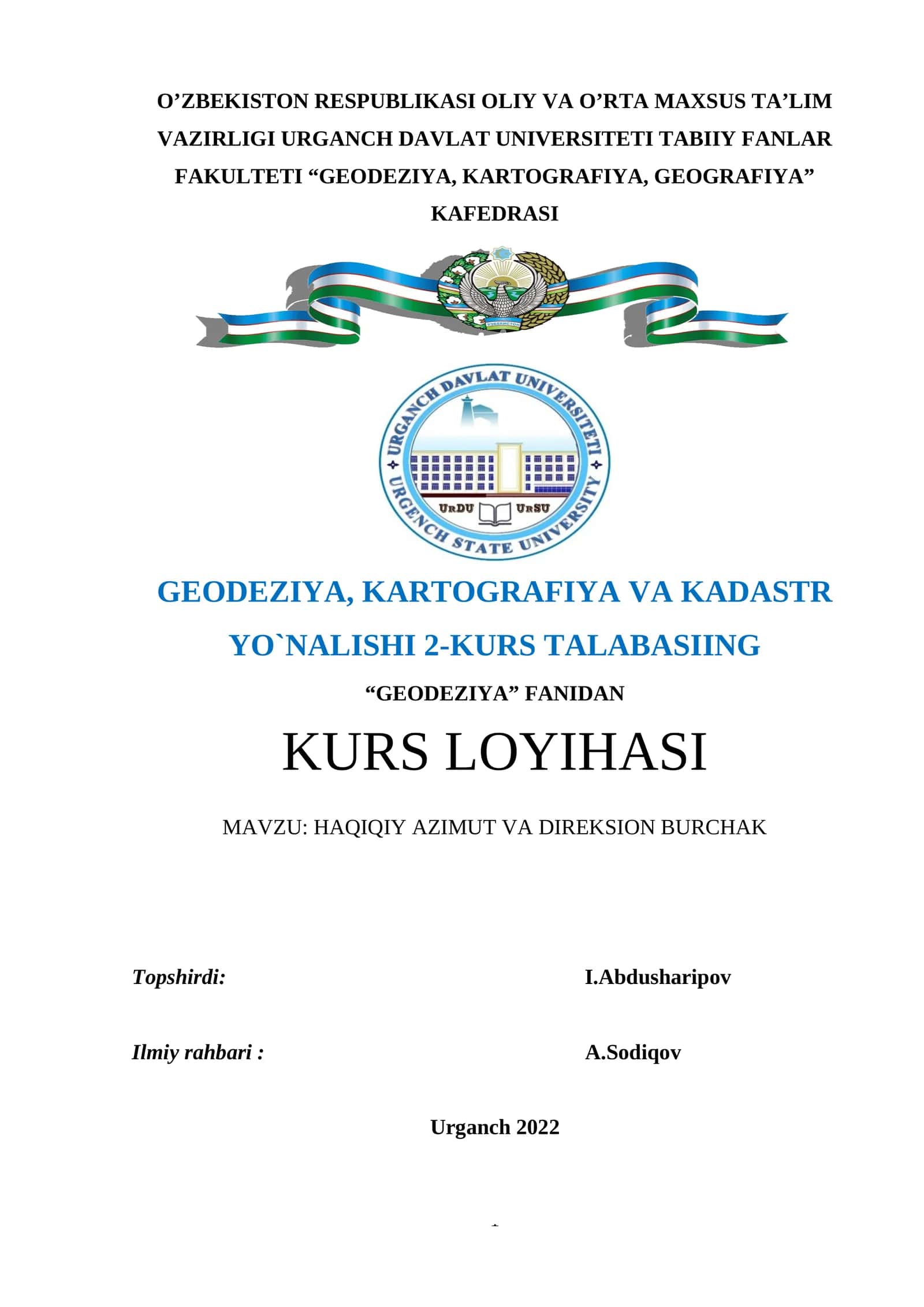 HAQIQIY AZIMUT VA DIREKSION BURCHAK