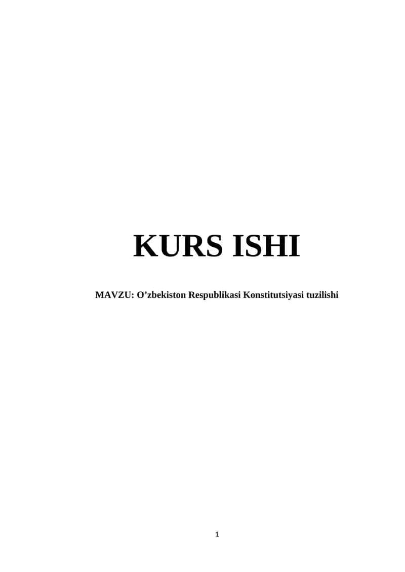 O’zbekiston Respublikasi Konstitutsiyasi tuzilishi