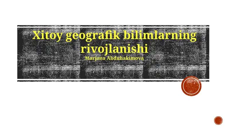 Xitoy geografik bilimlarning rivojlanishi