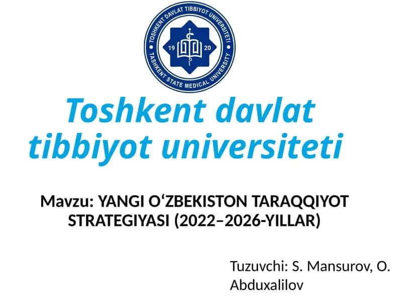 YANGI O‘ZBEKISTON TARAQQIYOT STRATEGIYASI (2022–2026-YILLAR)