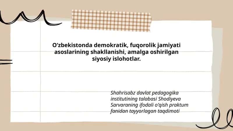Oʻzbekistonda demokratik, fuqorolik jamiyati asoslarining shakllanishi