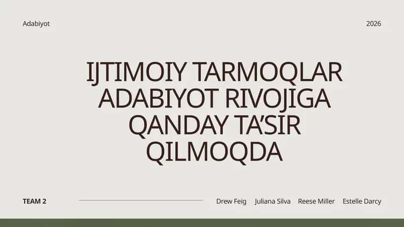 Adabiyotning ommalashuvi va ijtimoiy tarmoqlar