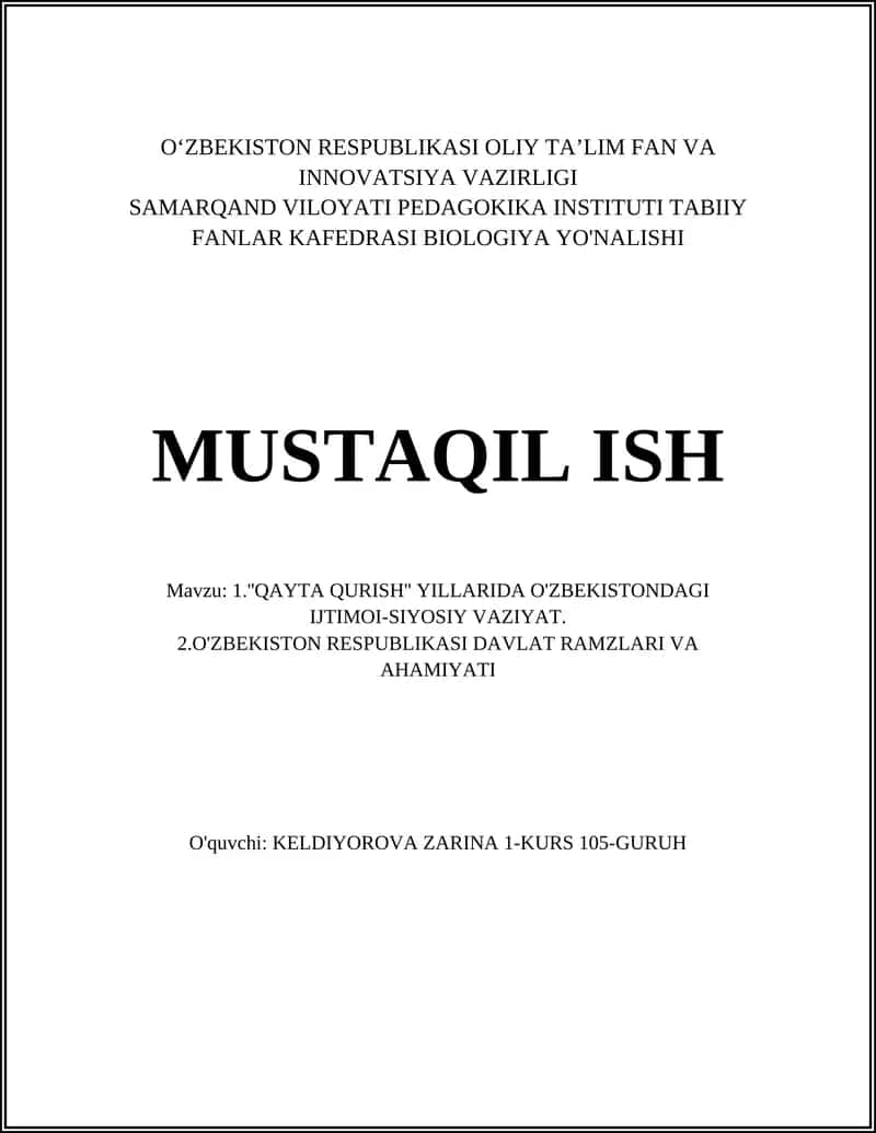 O'zbekistondagi ijtimoiy-siyosiy vaziyat