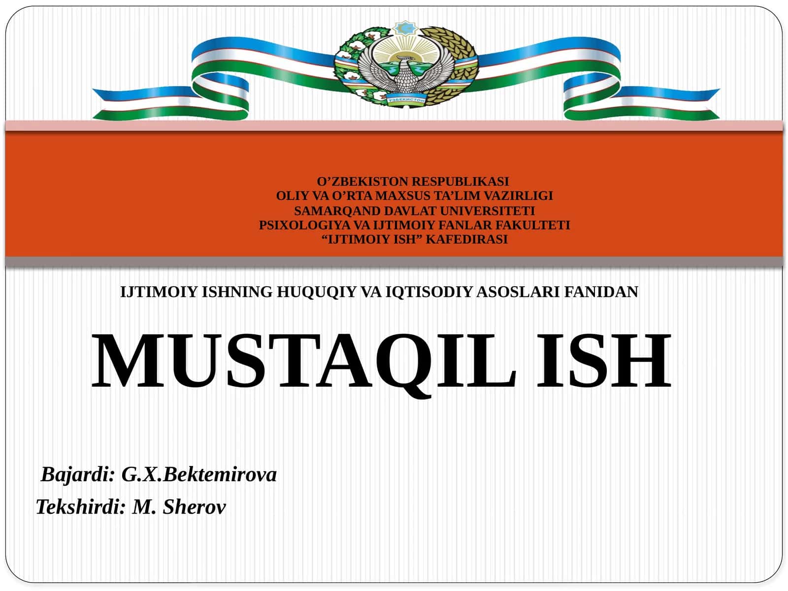 IJTIMOIY ISHNING HUQUQIY VA IQTISODIY ASOSLARI