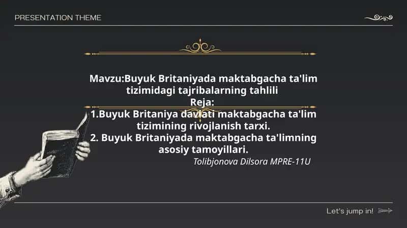 Buyuk Britaniyada maktabgacha ta'lim tizimidagi tajribalarning tahlili