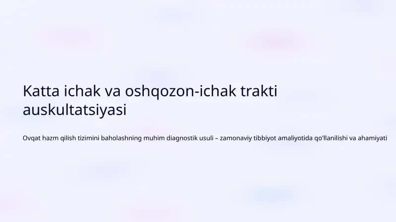 Ovqat hazm qilish tizimini baholash