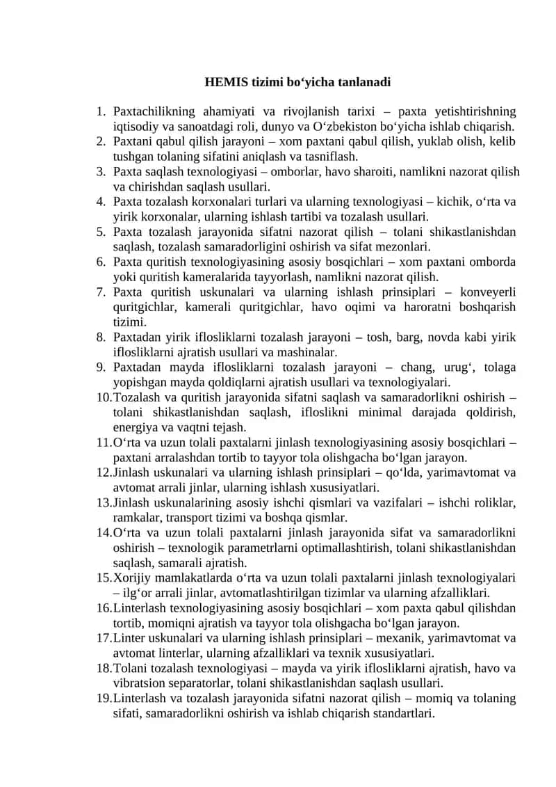 Paxtachilikning ahamiyati va rivojlanish tarixi