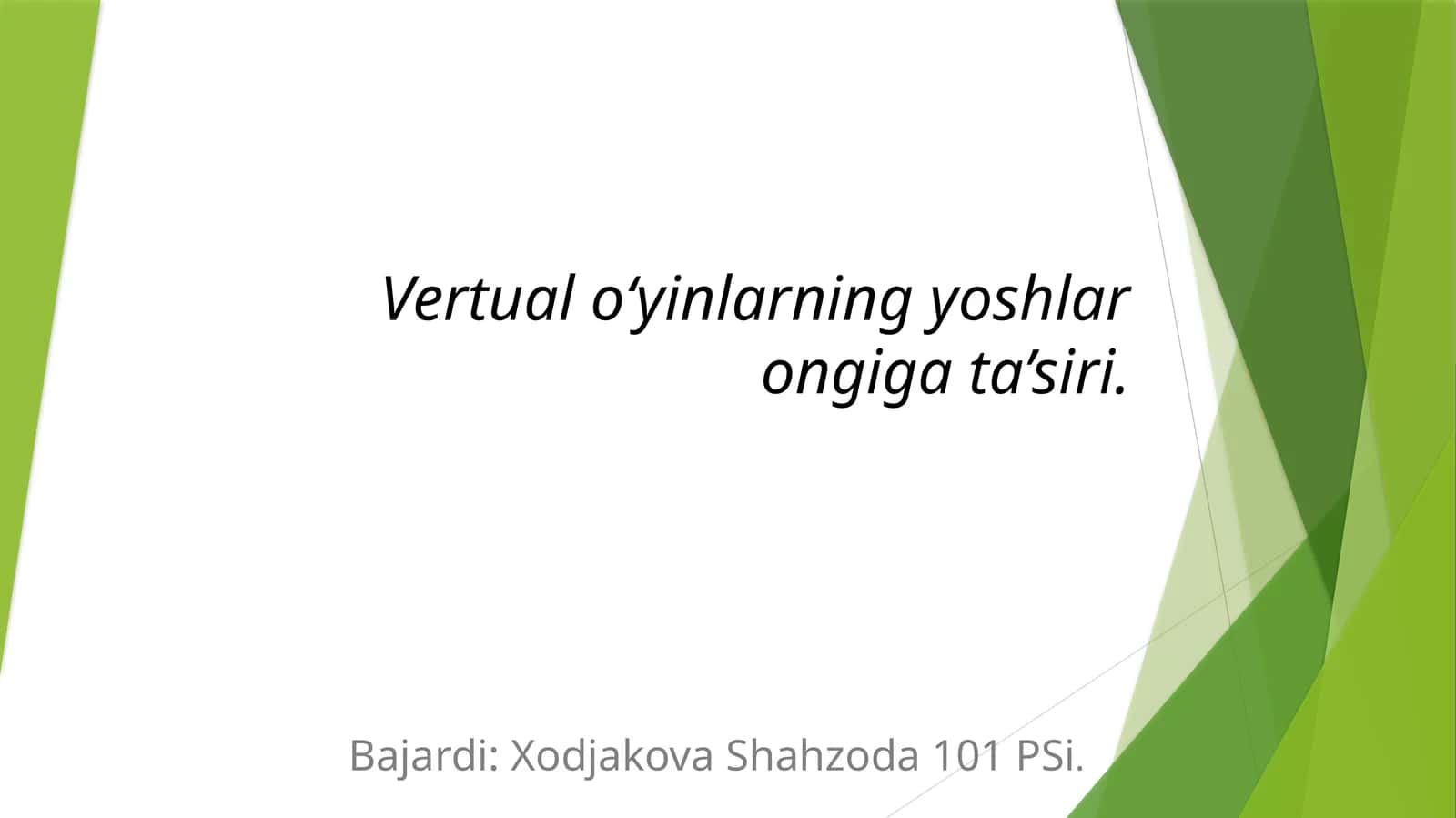 Vertual oʻyinlarning yoshlar ongiga ta’siri