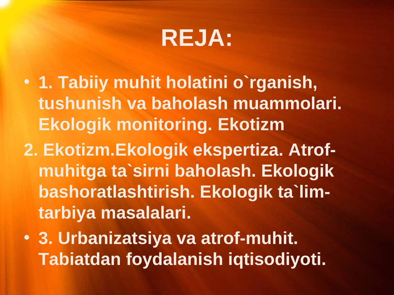 Ekologiya va atrof muhitni muhofaza qilish