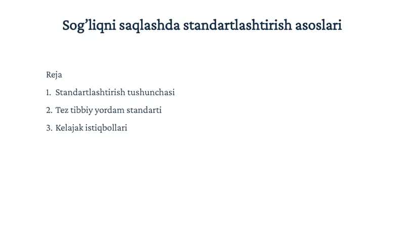 Tibbiy yordam standartlari