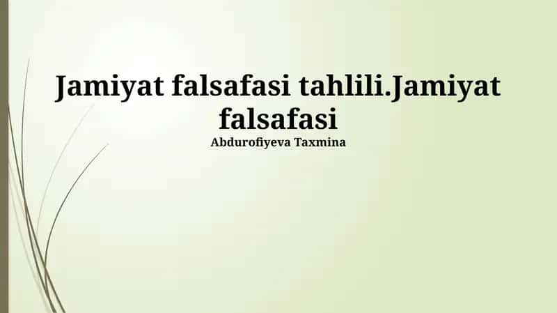 Jamiyat Falsafasi Tahlili