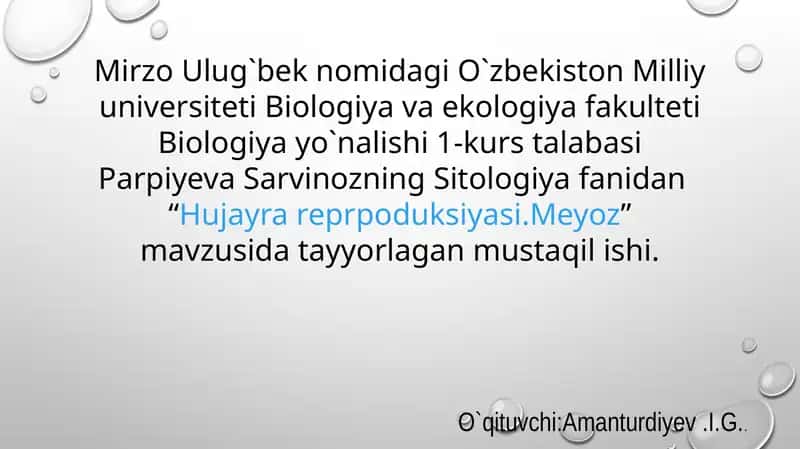 Hujayra reproduksiyasi. Meyoz