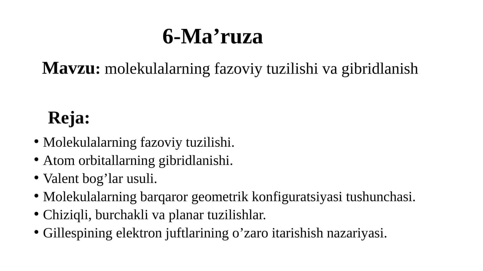 Molekulalarning fazoviy tuzilishi