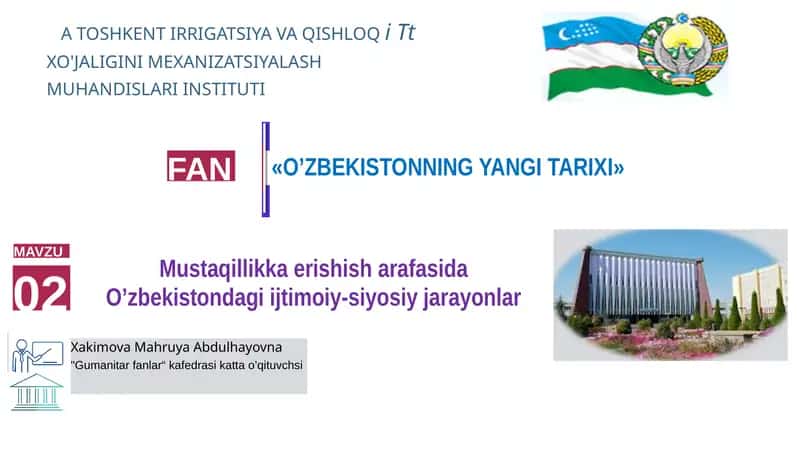 O’zbekistondagi ijtimoiy-siyosiy jarayonlar