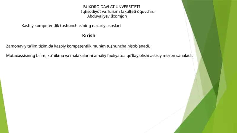 Kasbiy kompetentlik tushunchalari
