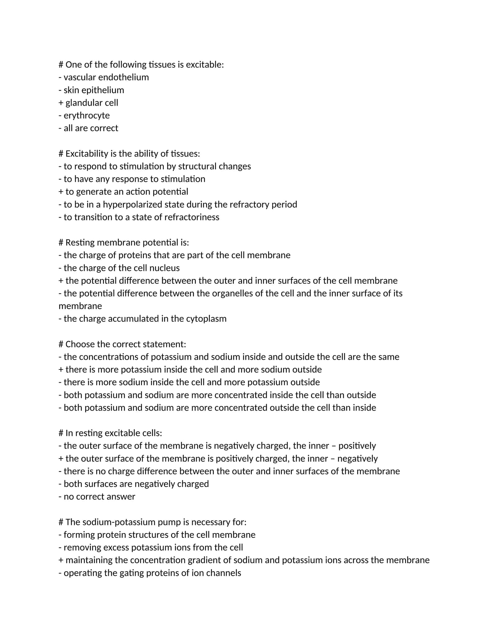 Excitable Tissues Overview