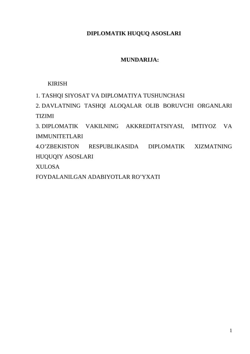 DIPLOMATIK HUQUQ ASOSLARI