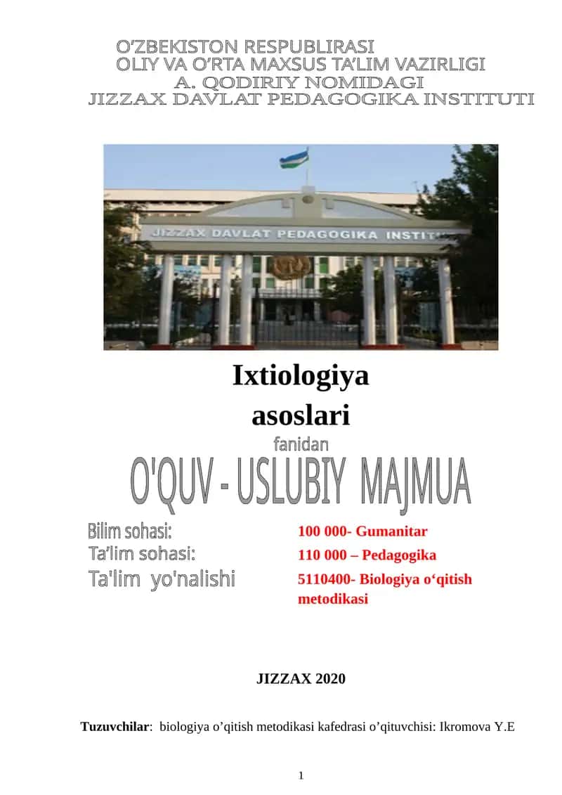 Biologiya o‘qitish metodikasi