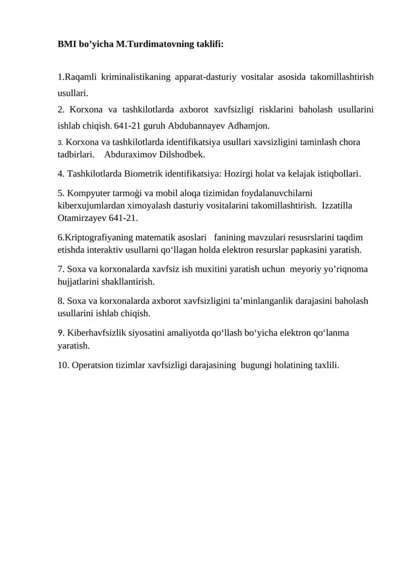 Kiberxavfsizlik siyosati va risklarini baholash usullari
