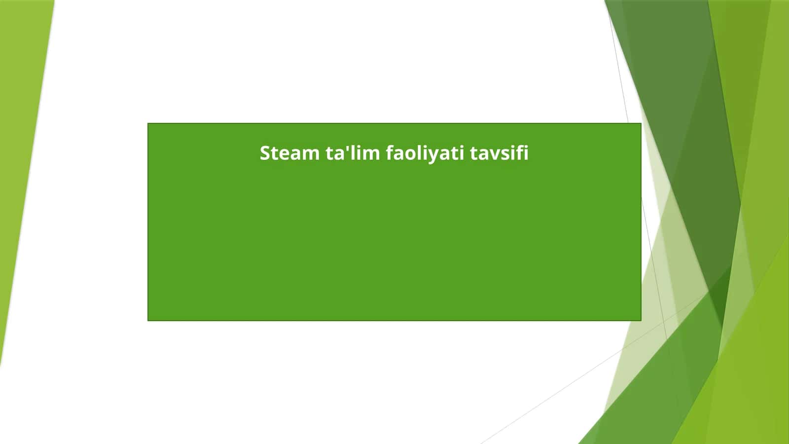 STEAM ta'lim faoliyati tavsifi