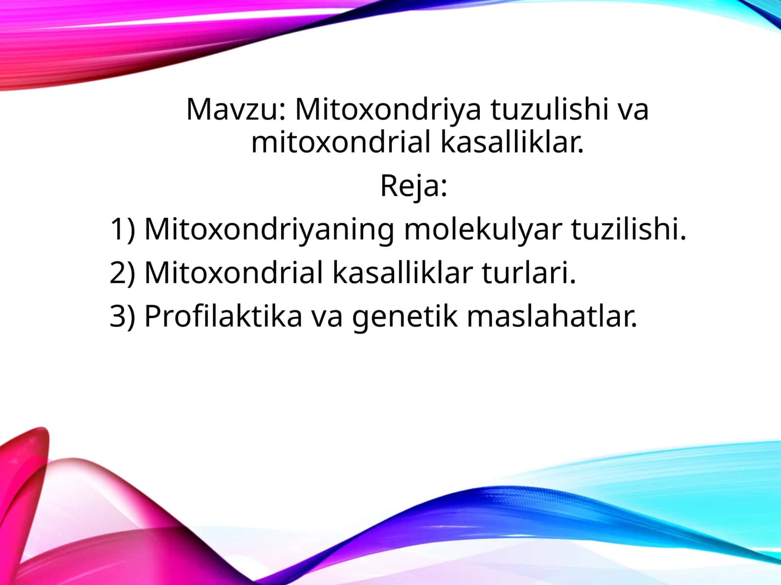 Mitoxondriya tuzulishi va mitoxondrial kasalliklar.