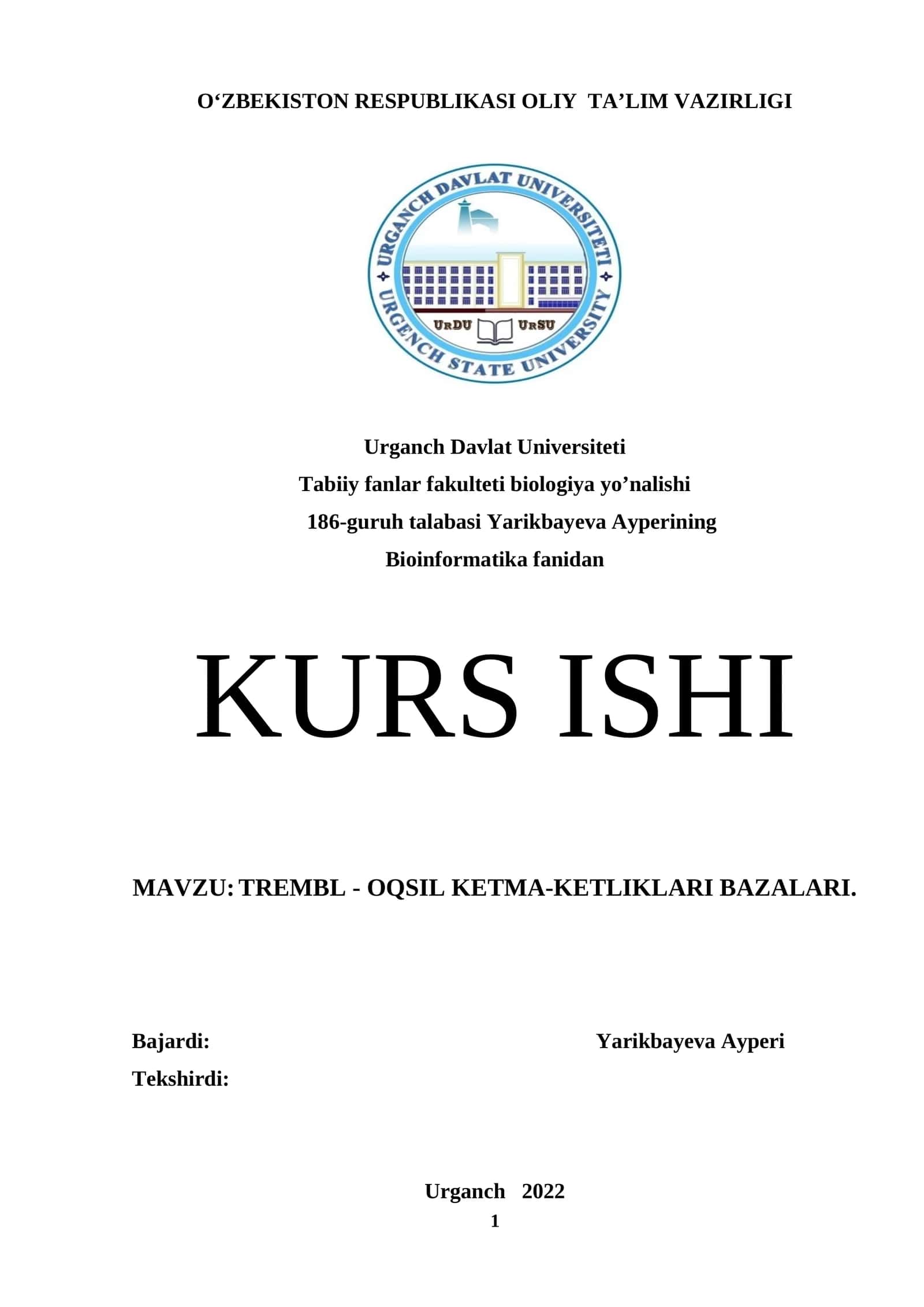 TrEMBL - Oqsil ketma-ketliklari bazalari