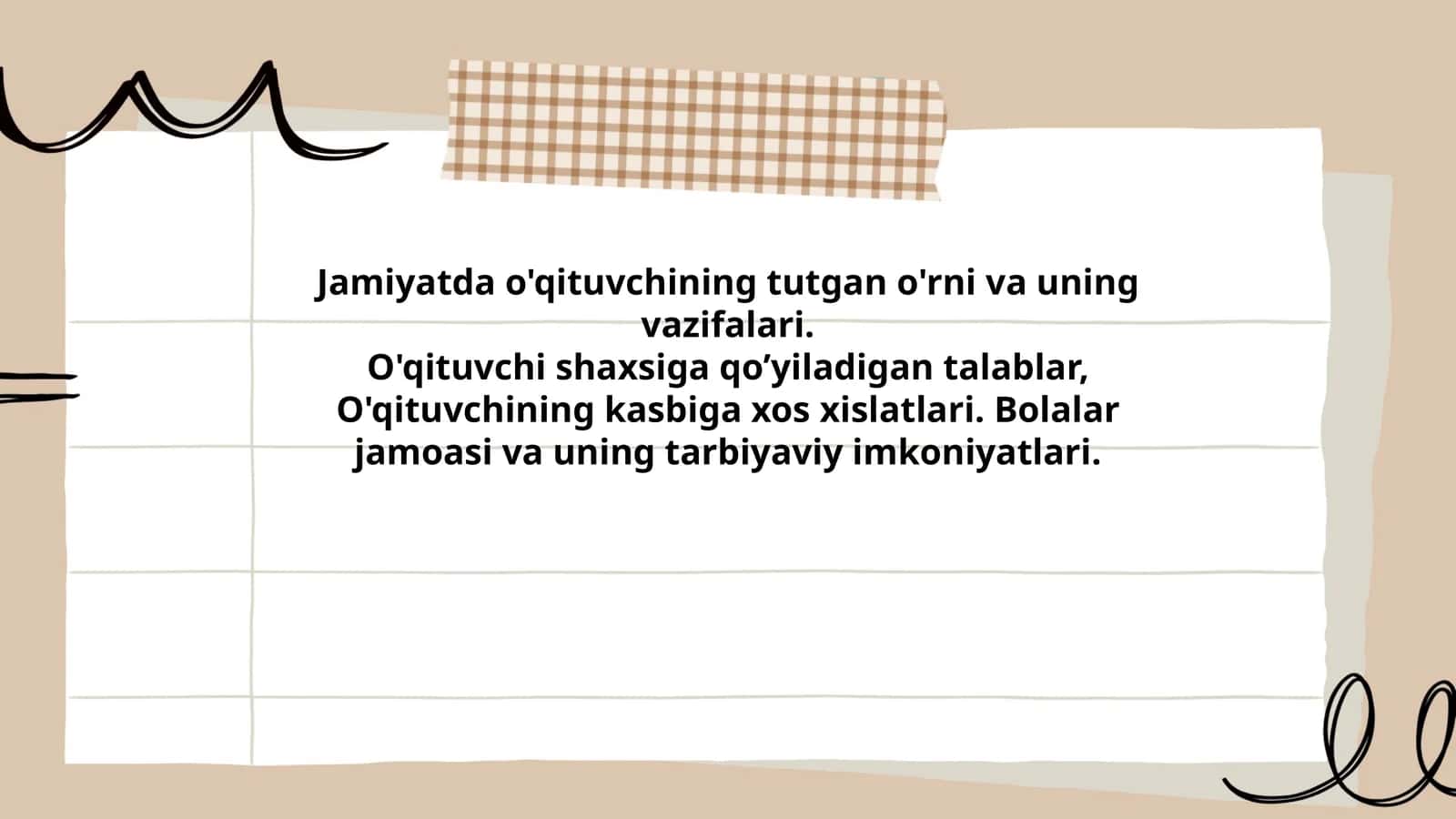 O'qituvchining vazifalari