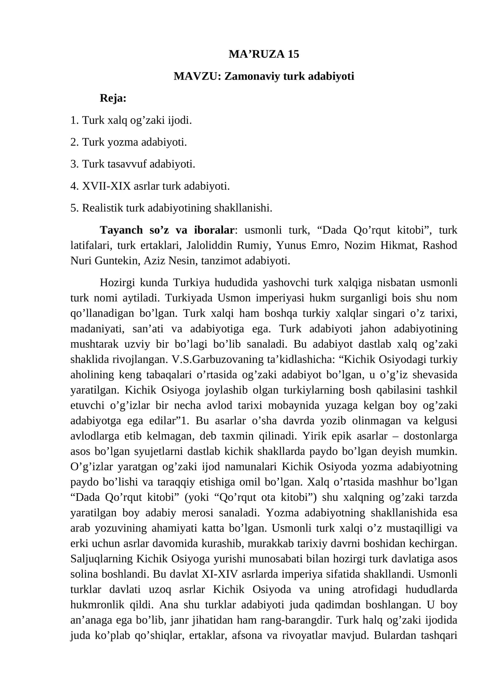 Zamonaviy turk adabiyoti