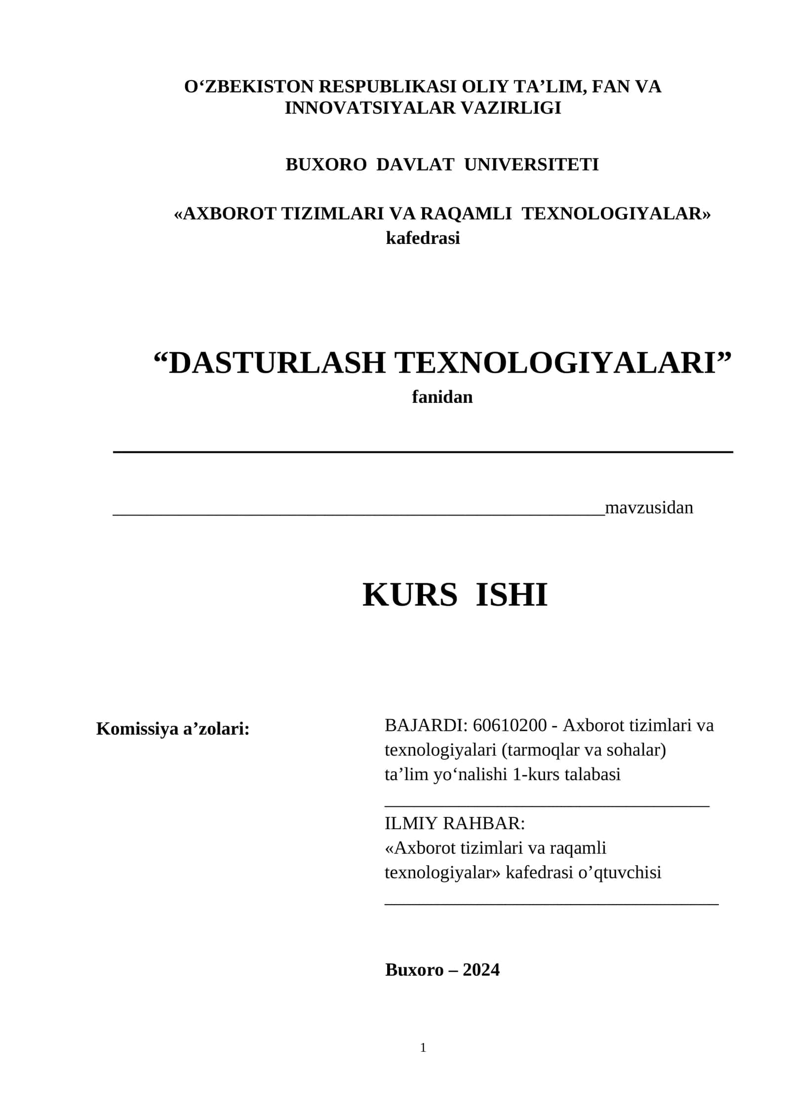 DASTURLASH TEXNOLOGIYALARI