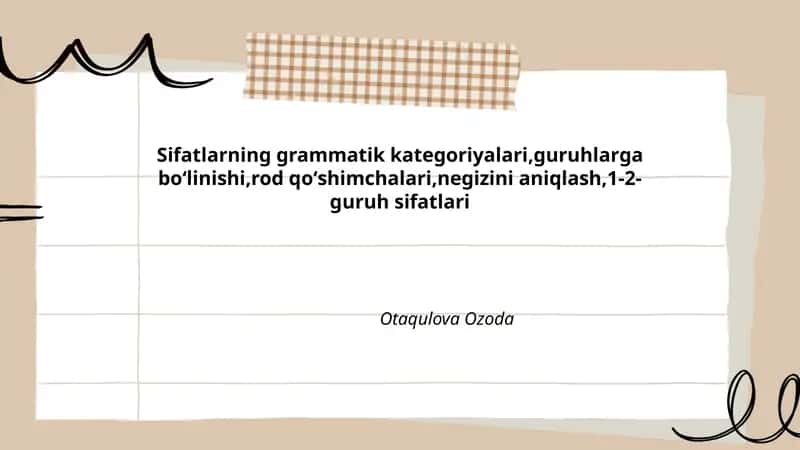 Sifatlarning grammatik kategoriyalari