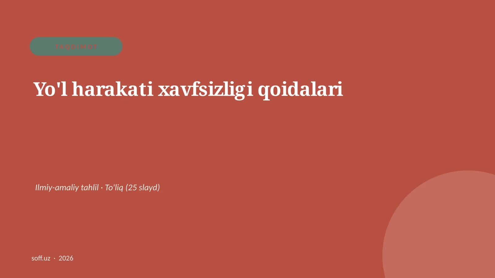 Yo'l harakati xavfsizligi qoidalari