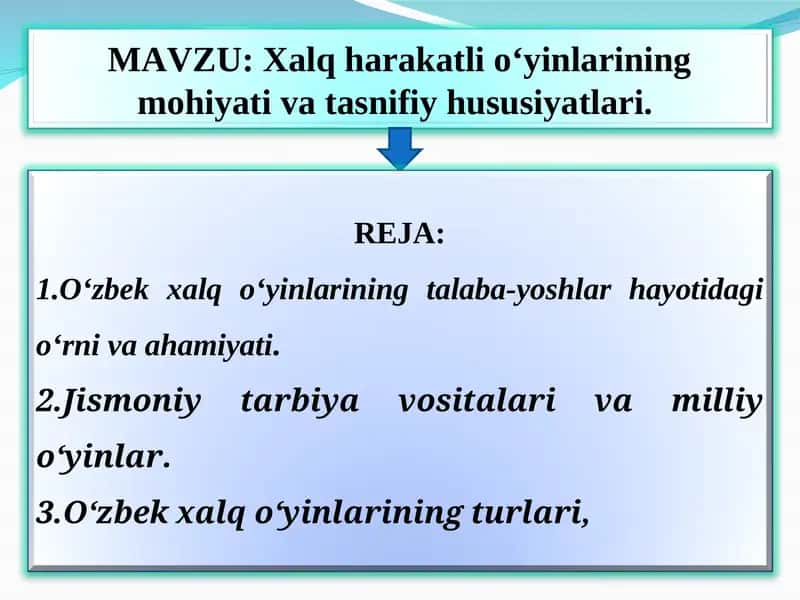 O‘zbek xalq o‘yinlarining mohiyati va tasnifiy hususiyatlari