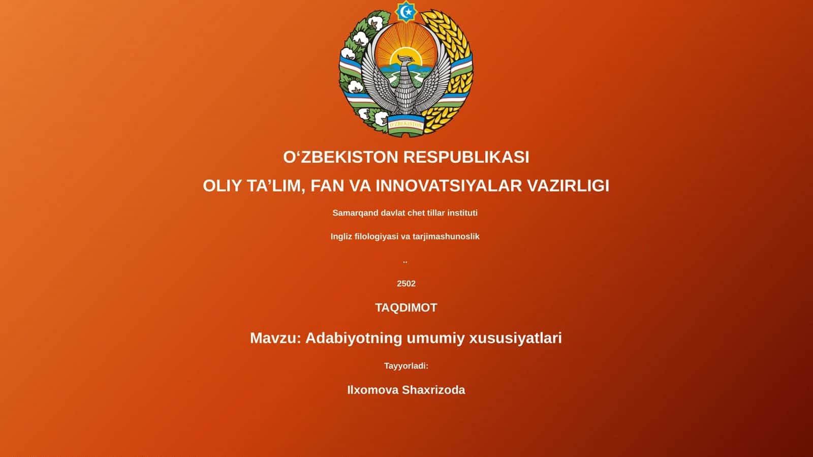 Adabiyotning umumiy xususiyatlari