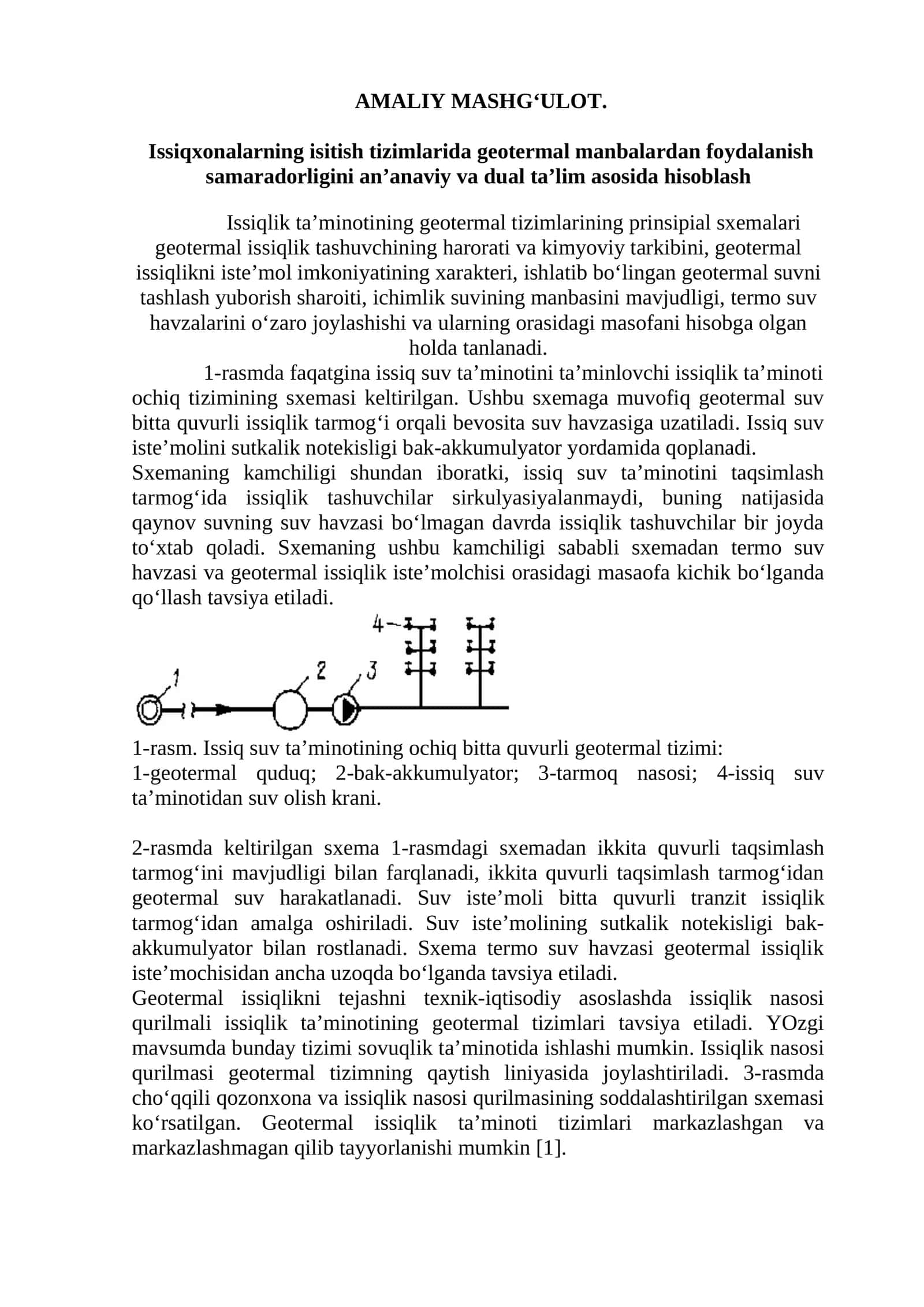 Geotermal issiqlik tizimlarining samaradorli