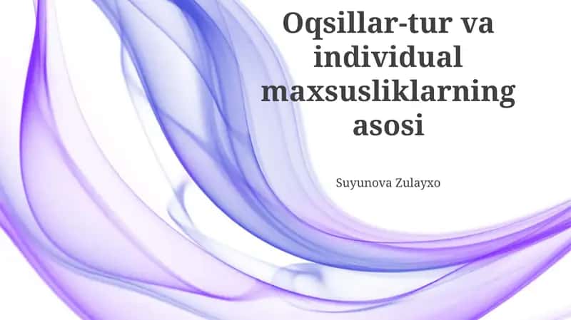 Oqsillar-tur va individual maxsusliklarning asosi